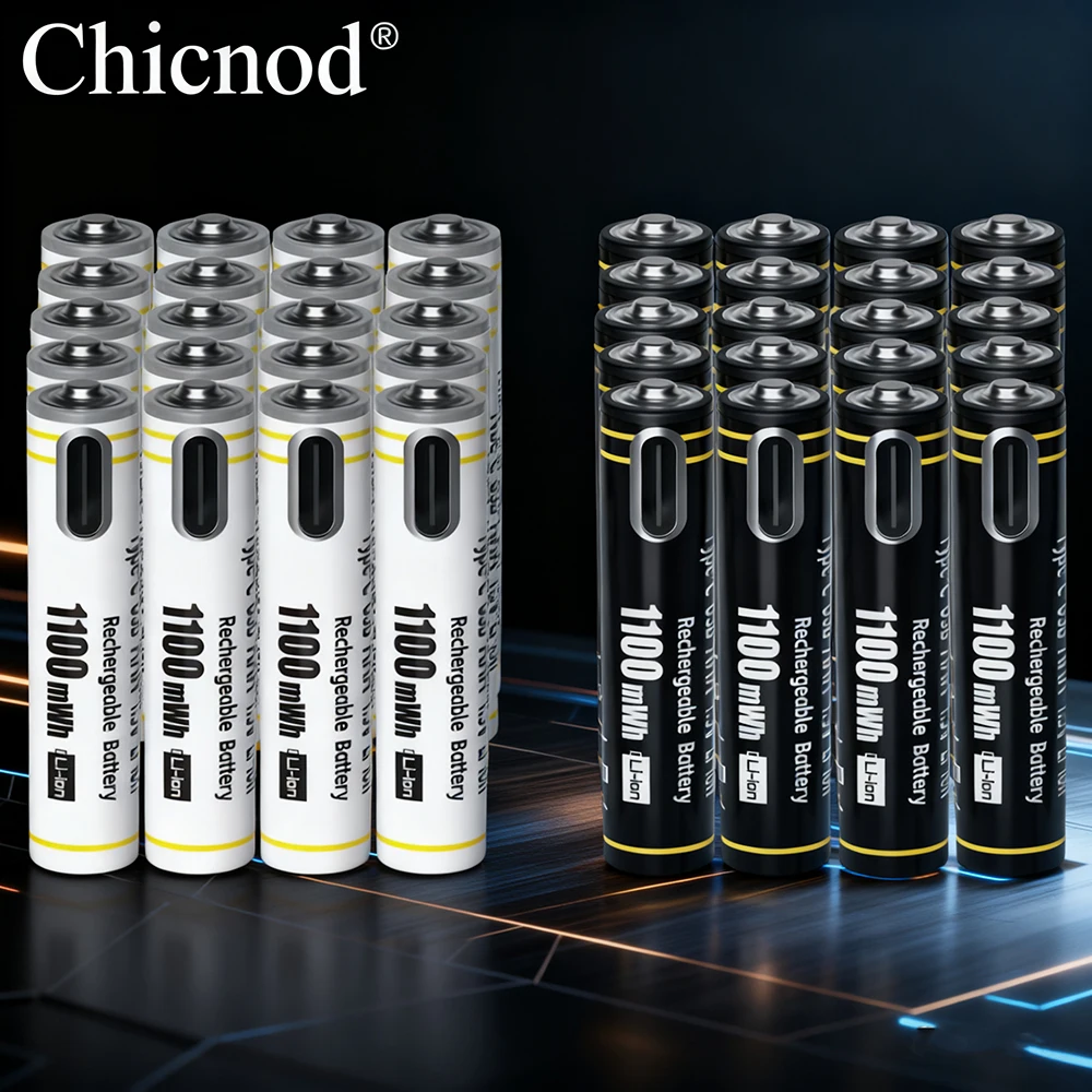 

CHICNOD AAA Rechargeable Batteries USB Lithium-ion 1100mWh 1.5V AAA Battery for Remote Control Mouse Electric Toy +Type-C Cable