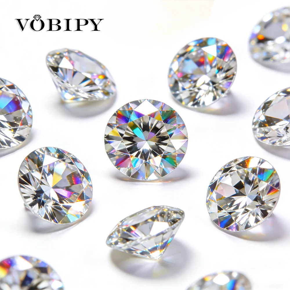 VOBIPY Hot Sale Colorful Moissanite Loose Stones VVS1 D Color Round Cut Lab Grown Diamonds for Custom Rings Earrings Jewelry