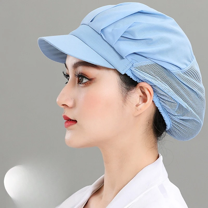 Breathable Mesh Chef Cap For Food Factory Canteen Kitchen Dust Oil Proof Hair Protection Work Hat