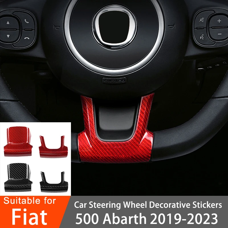 Car Steering Wheel Interior Stickers Carbon Fiber Decoration Modified Accessories For Fiat 500 Abarth 2019 2020 2021 2022 2023