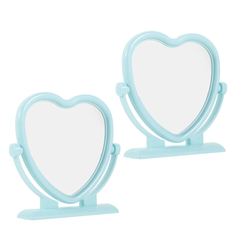 2Pcs Double-Sided Makeup Shaped Elegant Desktop Mirror for Vanity Tabletop Portable Travel Use