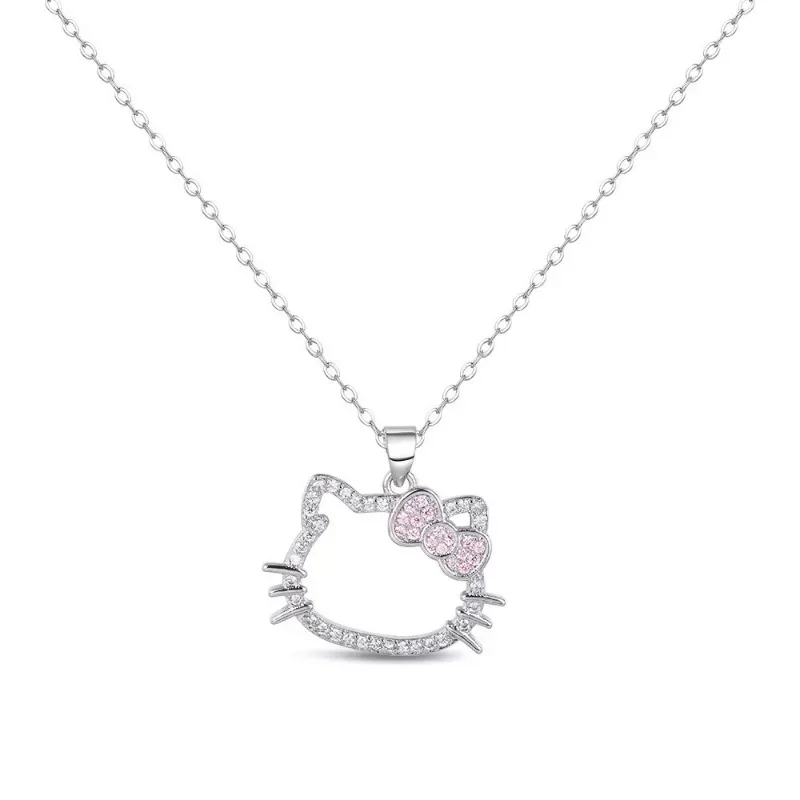 Sanrio Kawaii Necklace Anime Character Hello Kitty Y2K Pearl Pendant Cartoon Sweet Accessory Card for Cute Girl Birthday Gifts