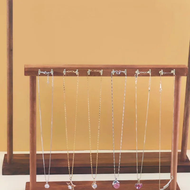 

Jewelry Organizer Display Stand Solid Wood Necklace Hanging Countertop Rack For Chains Earrings Bracelets Showcase Storage Rack
