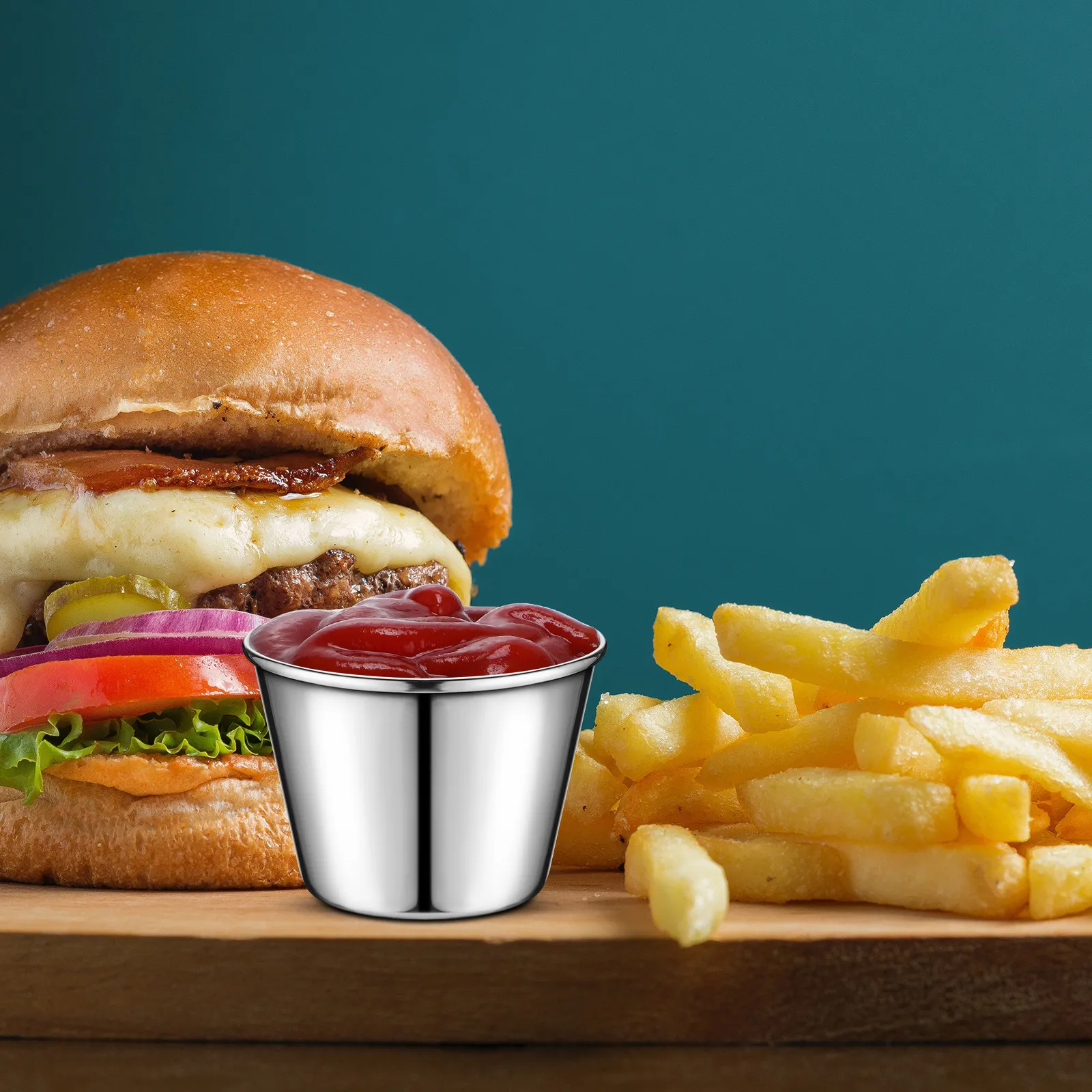 6 Stück Saucenschälchen aus Edelstahl, multifunktionale Gewürzbehälter für Ketchup, Senf, Mayo, Sojasauce, Dressing, Grillen