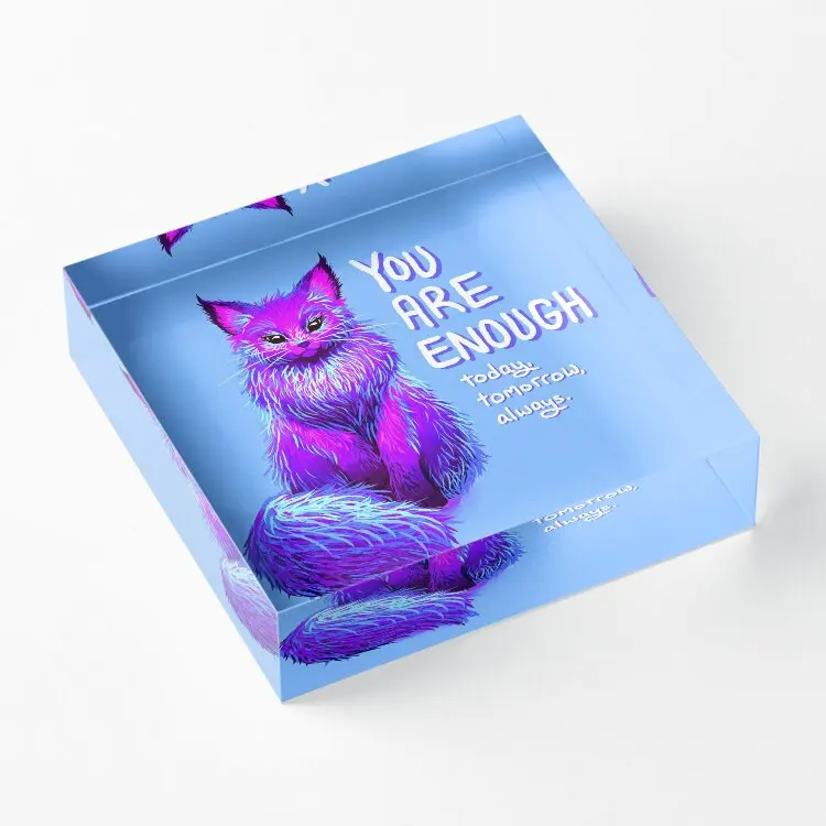 You Are Enough Magical Maine Coon Cat  Acrylic Block Bedroom Process Pad Fashionable Funny Decoration Room Family Board  Photos