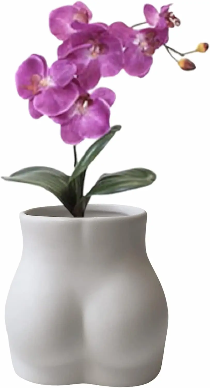 Matte White Booty Vase - Female Form Planter, Boho Home Decor