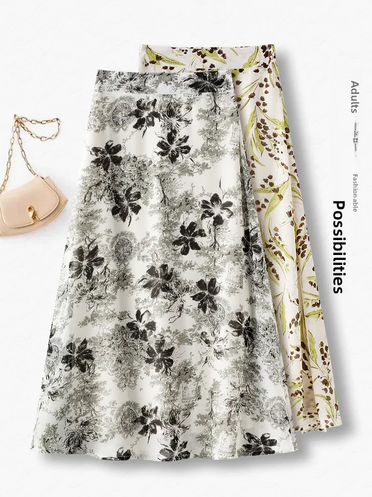 

Женская летняя тонкая юбка-полусолнце с цветочным кружевом, завышенной талией, А-силуэта, стройнящая, миди, элегантная, в корейском стиле, для повседневной носки