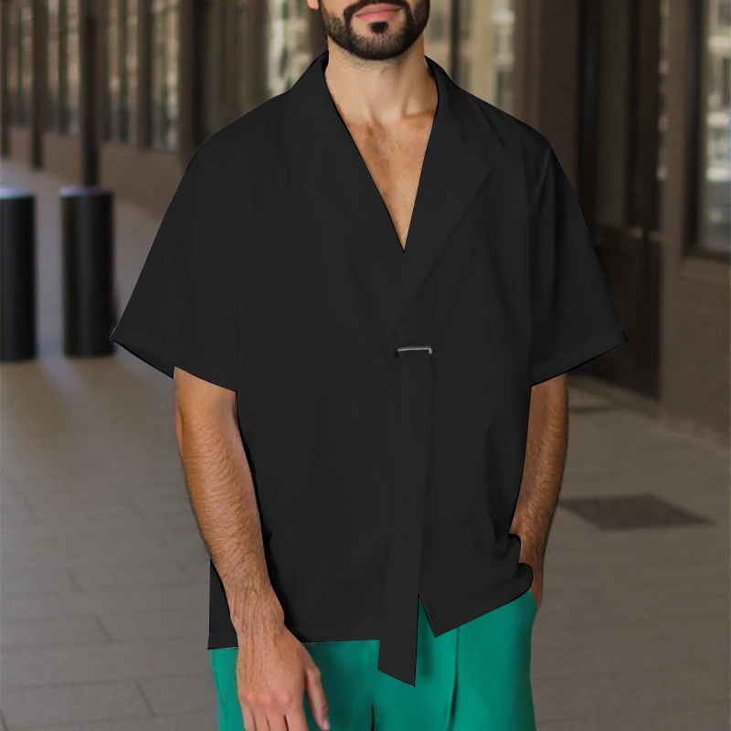 INCERUN الرجال قميص بلون التلبيب قصيرة الأكمام ملابس الرجال غير رسمية الشارع الشهير فضفاض موضة الترفيه قمصان الرجال قمصان 2025 #3