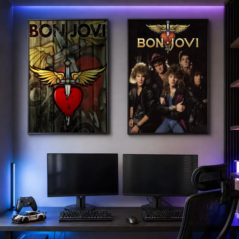Band Bon Jovi Slippery When Wet Rock Poster PP Self Adhesive Decorative HD For Garage Gaming Room Living Room Gift