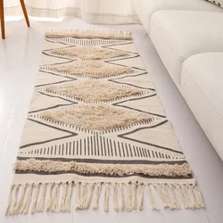 Tapis non ald à pampilles fait à la main de style nordique, doux, respirant, lavable, décoratif, tapis de sol, chambre à coucher, décoration d'intérieur