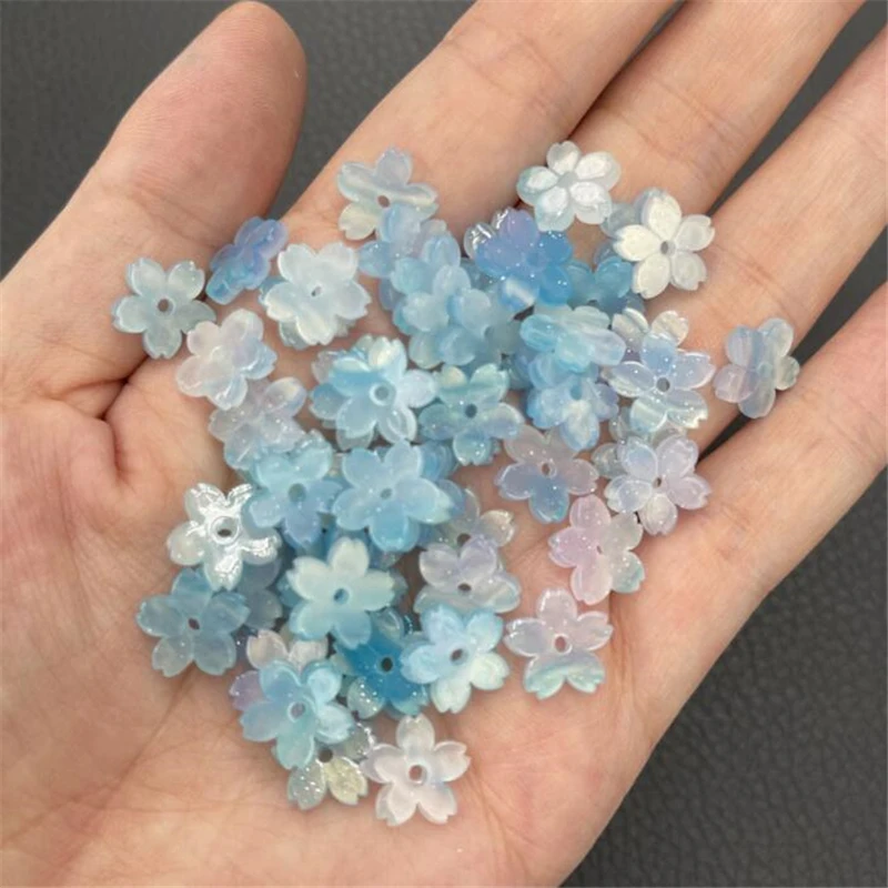 

20 Piece New Acetic Acid 12MM Flower Beads Acrylic Petals Spacer Beads Charm Connectors Diy Hair Jewelry Making Resin Acessories
