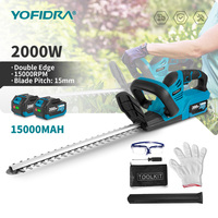 YOFIDRA Cordless Electric Hedge Trimmer 2000W 15000RPM Pruning Saw Lawn Mower Garden Trimming Power Tools For Makita Battery Pin