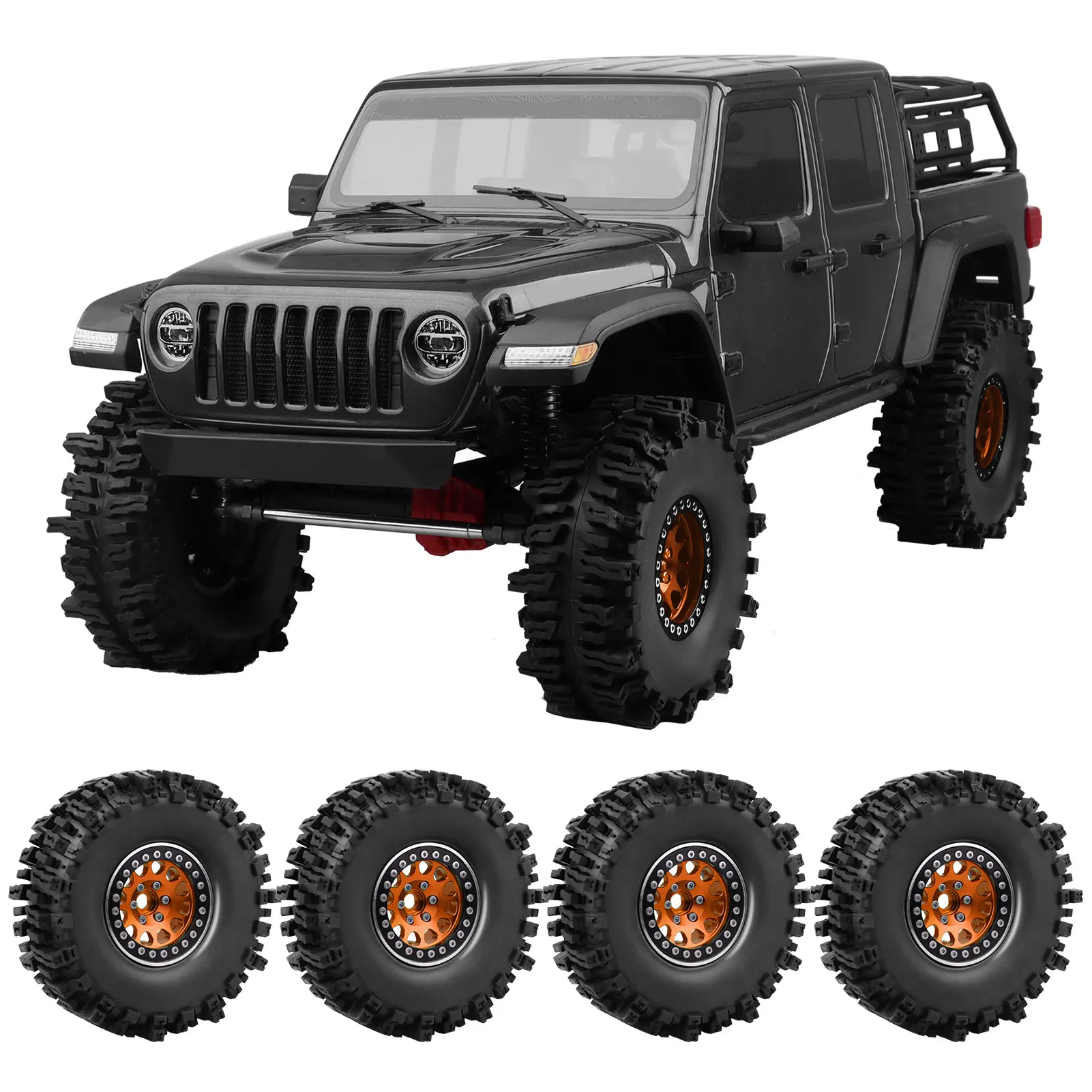 HobbyPark Metal 1.9 Beadlock Wheels & 1/10 RC Crawler Tires for Traxxas TRX4 Bronco Defender Axial SCX10 Redcat Gen 8 RC4WD