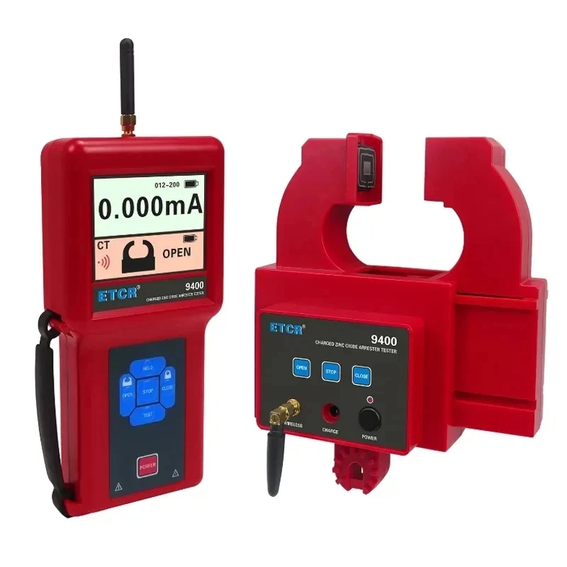 ETCR9400 Zinc Oxide Electrified Lightning Arrester Tester 433Mhz Wireless Communication 30M 35KV Clamp Leakage Current Meter