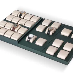 2/4/6/12 Slot PU Luxulry Watch Display Tray With Pillow Jewelry Shop Waistband Show Box Bracelet Organizer