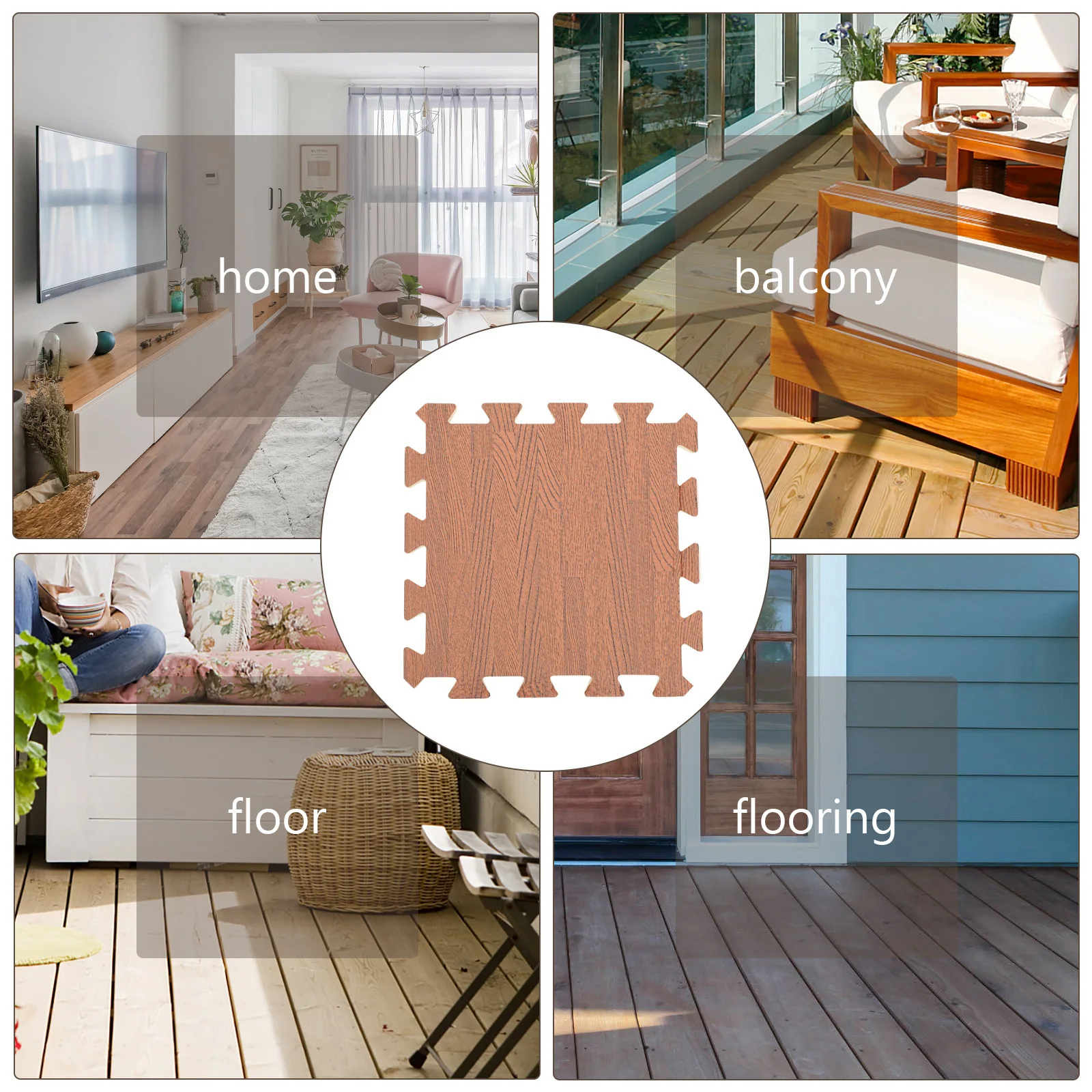 12 Buah Karpet Lantai Motif Kayu, Ubin Saling Mengunci, Anti Selip, untuk Kamar Mandi, Dapur, Gym, Yoga, Olahraga, Rumah, Kantor