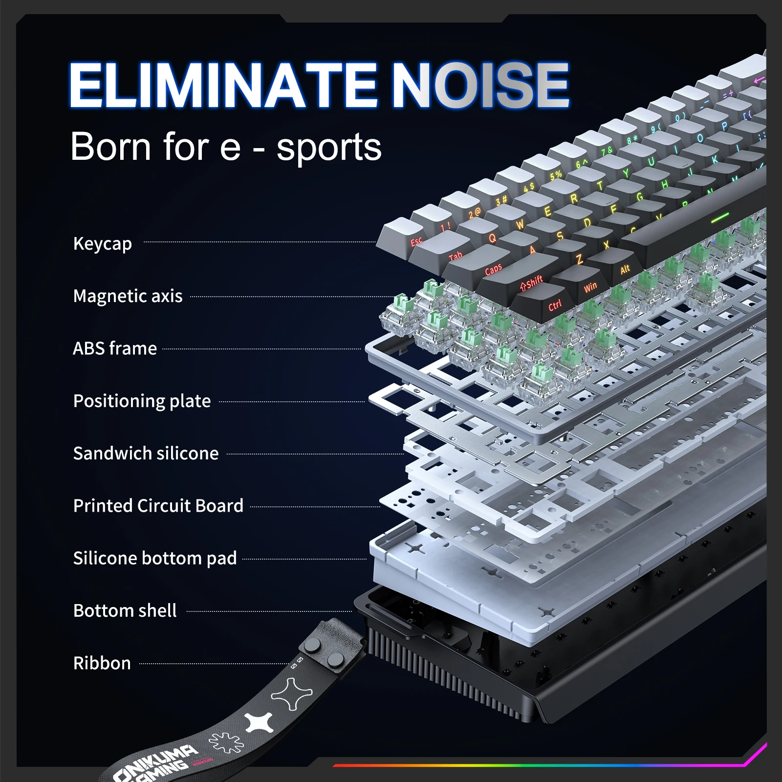 ONIKUMA NEW Magnetic Gaming Keyboards Wired 60% 0.01mm Rapid Trigg 8000Hz SOCD/Rs 0.125ms 128K Rate G69