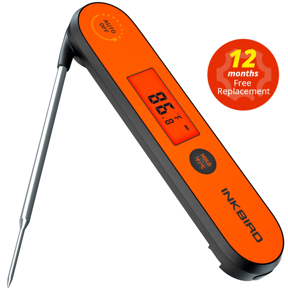 

INKBIRD Digital Instant Read Meat Thermometer, IHT-1P Waterproof Rechargeable Thermometer with Backlight & Calibration