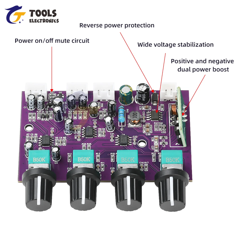DC 9-29V TINE5532 Preamp Tone Board Front-End Amplification Board Outdoor Speaker Front-End Tuning Amplification Board