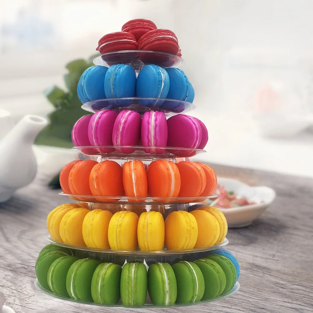 

PVC 4/6 Tiers Cakes Stands Transparent Candies Shelf Macaron Cupcakes Display Tray Holder Household Party Supplies