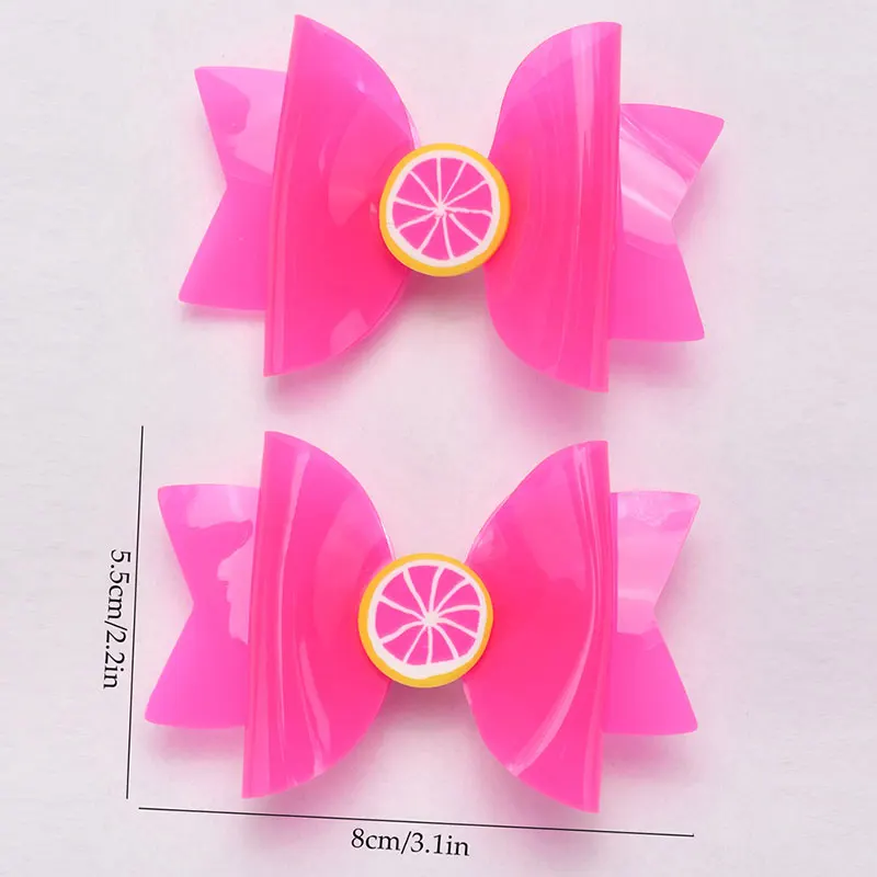 2Pcs Jelly Hair Bow Clip For Baby Girls Fashion Waterproof Pool Party Hairpins Cute Grape Avocado Solid Hairpin Headwear