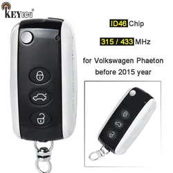 KEYECU 315MHz / 433MHz ID46 Chip 3 Buttons Flip Smart Remote Key Fob for Volkswagen Phaeton before 2015 year