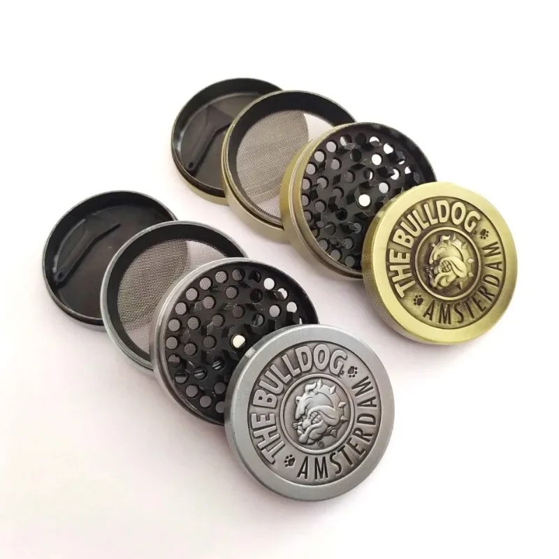 เครื่องบดสมุนไพรโลหะ 40/50 มม. แบบ 4 ชั้น บดด้วยมือ สำหรับบดเครื่องเทศ พริกไทย ยาสูบ หญ้า บดบุหรี่ อุปกรณ์เสริมสำหรับการสูบบุหรี่