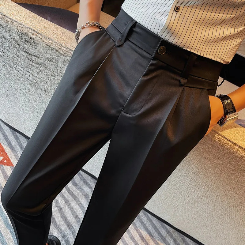 

2024 Spring Trendy Versatile Suit Trousers for Men High Quality Casual Business Draped Dress Pants Slim Fit Office Social Pants