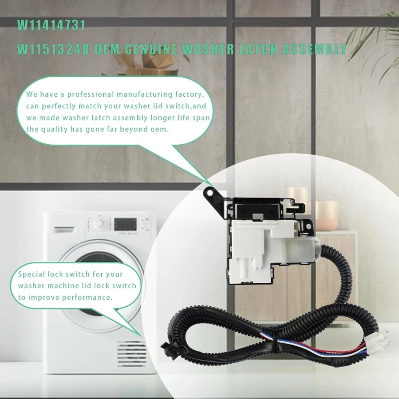مجموعة قفل غطاء الغسالة سهلة التركيب W11414731 لصيانة الأجهزة المنزلية دروبشيب