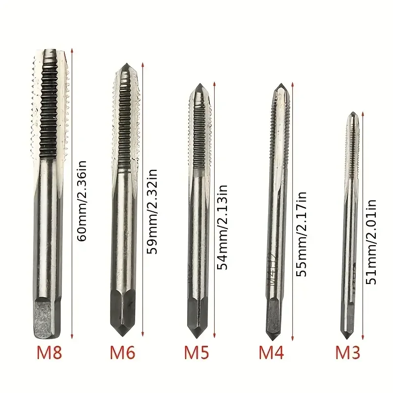 3-6mm T-shaped Tap Wrench 5pc Hand Tap M3-M8 Tapping Screwdriver Wrench Thread Tapping Hand Tool Set