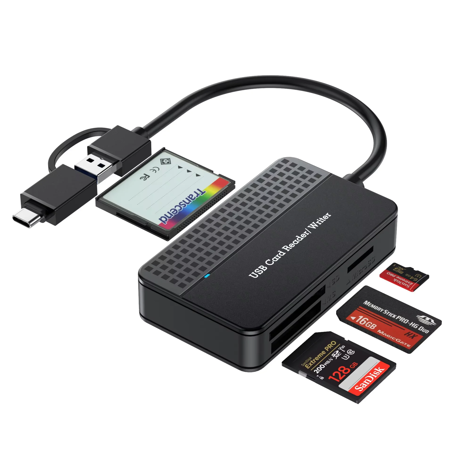 

USB-C 3.0 Card Reader Writer 4-Port MicroSD/TF/MS Pro/DUO 5Gbps High-Speed Transfer Rate for MacBook Pro/HP/Surface pro