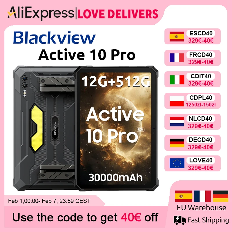 [Światowa premiera] Blackview Active 10 Pro wytrzymałych tabletów 5G MTK 7300, 11 "FHD + wyświetlacz, 12GB 512GB, 30000mAh bateria 108MP aparat