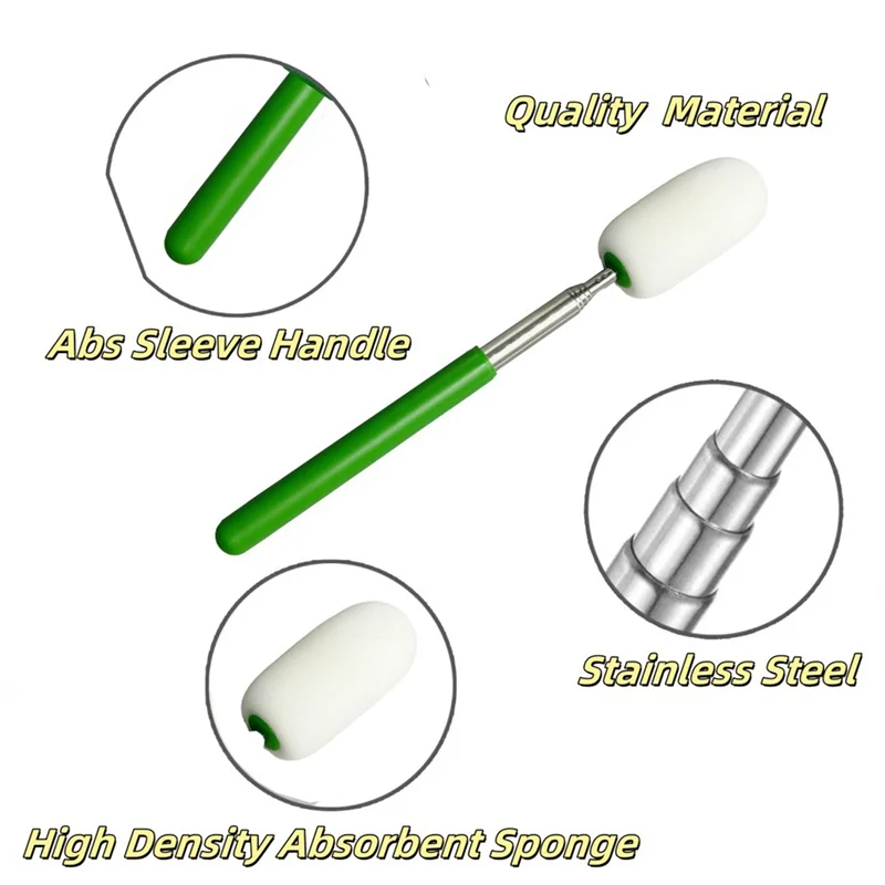 Teleskopowy patyczek gąbkowy, 3 szt. regulowanych prętów gąbkowych do usuwania wody z wysokich lub wąskich ceramik, rozciąga się do 70 cm