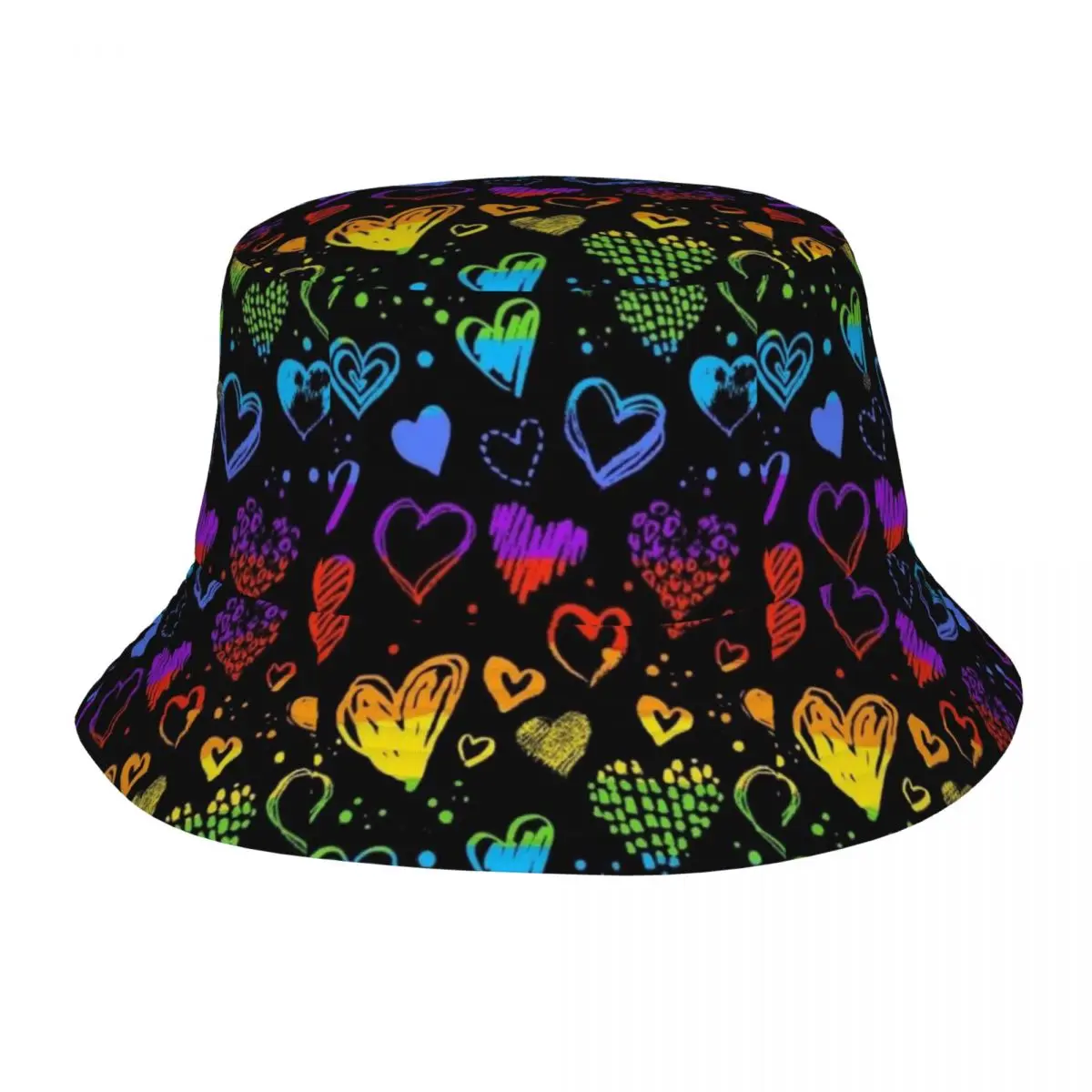 

Unisex Rainbow Love Bucket Hat Fashion Pattern Foldable Fisherman Hats Spring Casual Vacation Caps Harajuku Graphic Visor Hat