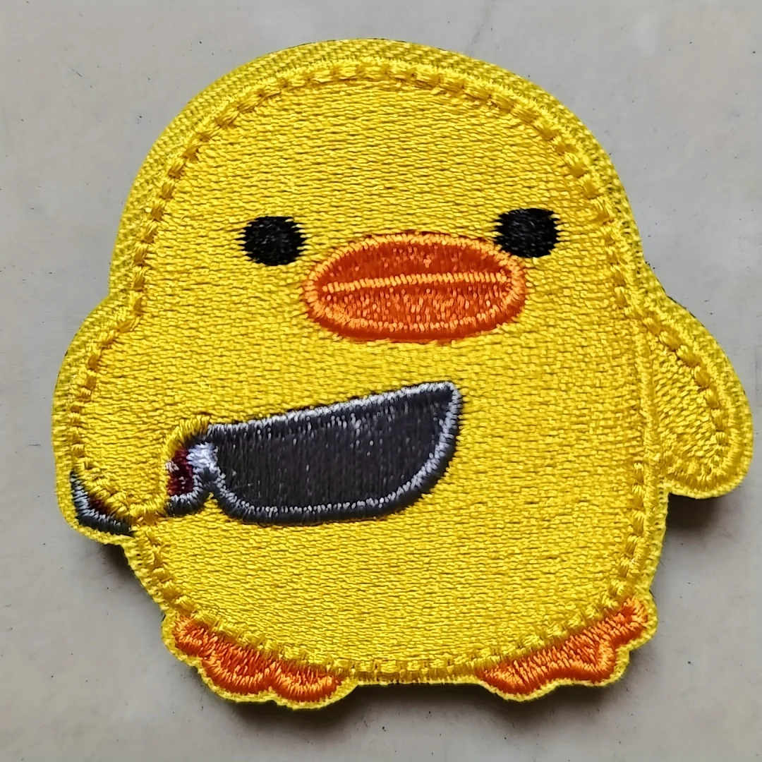 1pc Funny Cute Yellow Chick Meme Patch Velcros Morale Duck Hook And Loop Badge Armband For Outdoor Jackets, Molle Backpacks DIY