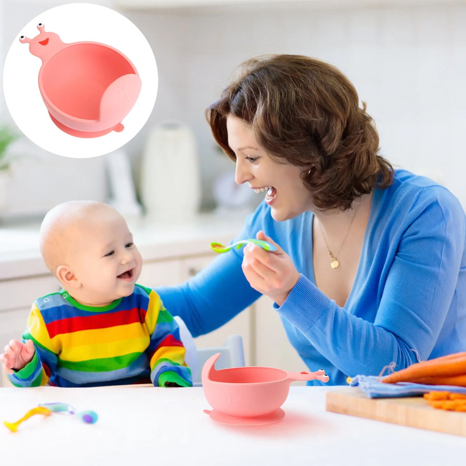 

Silicone Baby Set Portable Suction Cup Kids Tableware Cartoon Feeding Bowls for Babies Lightweight Easy to Clean