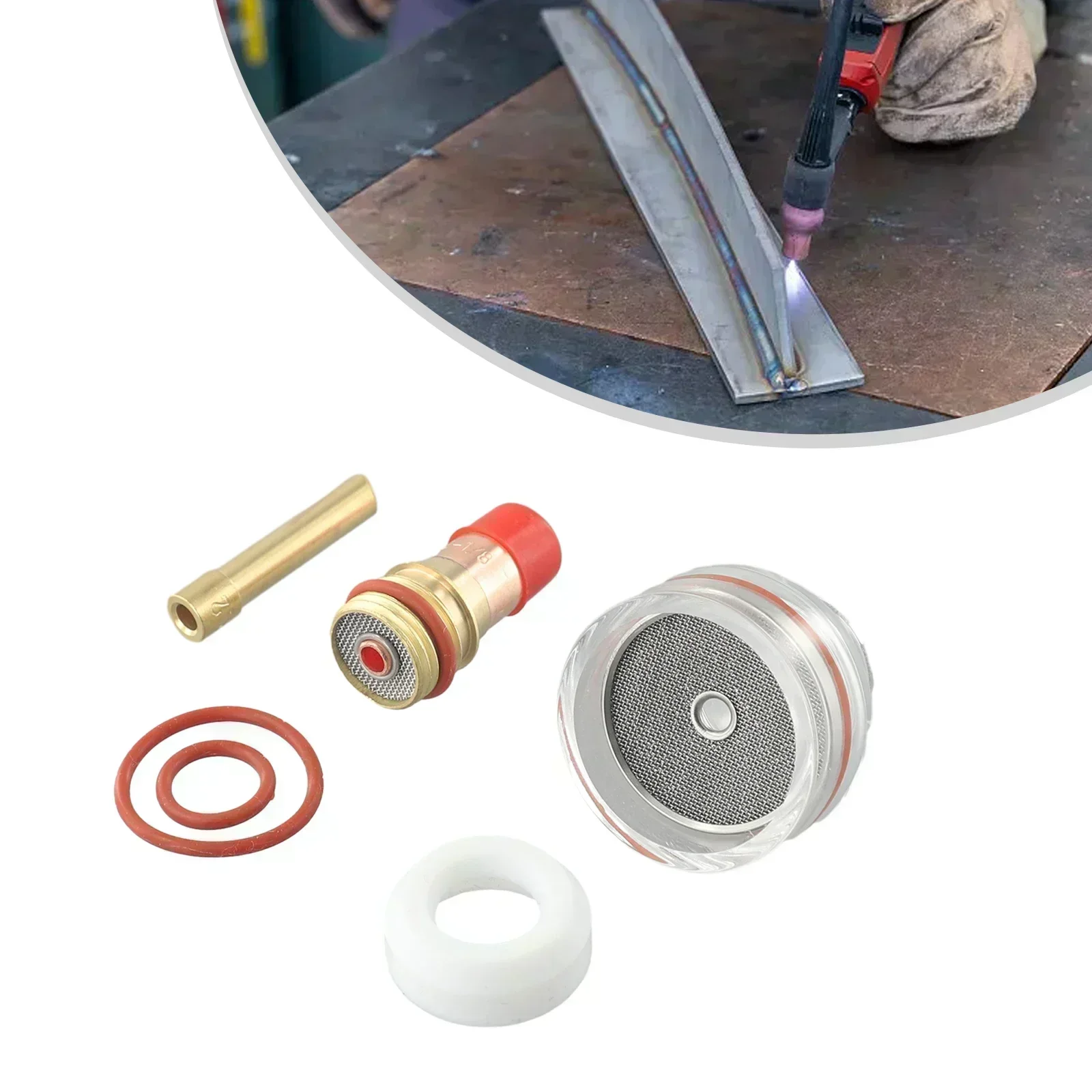 6PCS TIG WP Welding Torch Kit Torch Gas Lens Collet Glass Cup For WP‑17/18/26 2.4mm Tungsten Needle Welding Equipmen