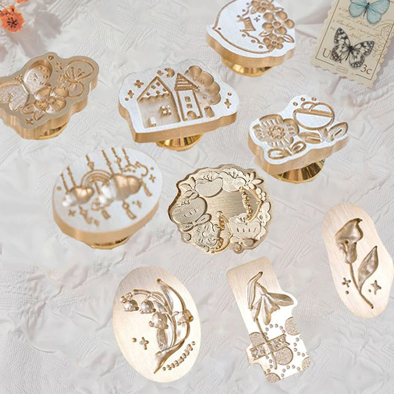 Cap Vintage Print Head Flower Series lilin Seal Head Stamp Sealing Wax DIY Scrapbooking kartu amplop undangan dekorasi