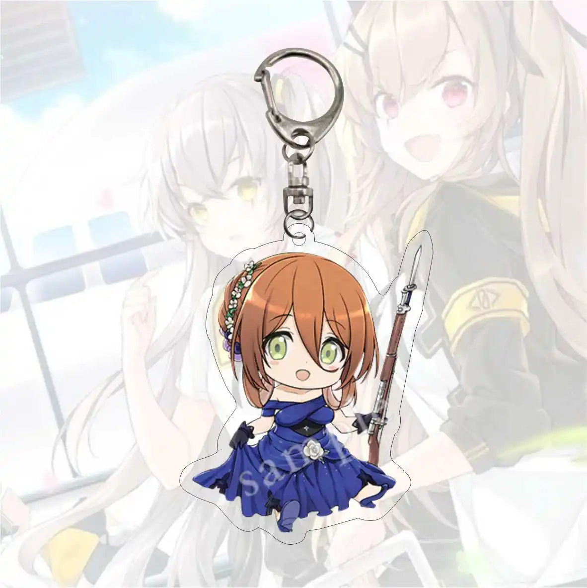 Game Girls Frontline Keychain Doll Anime UMP9 STAR-15 M4A1 M16A1 UMP45 RO635 Acrylic Keyring Pendant for Gift view 6