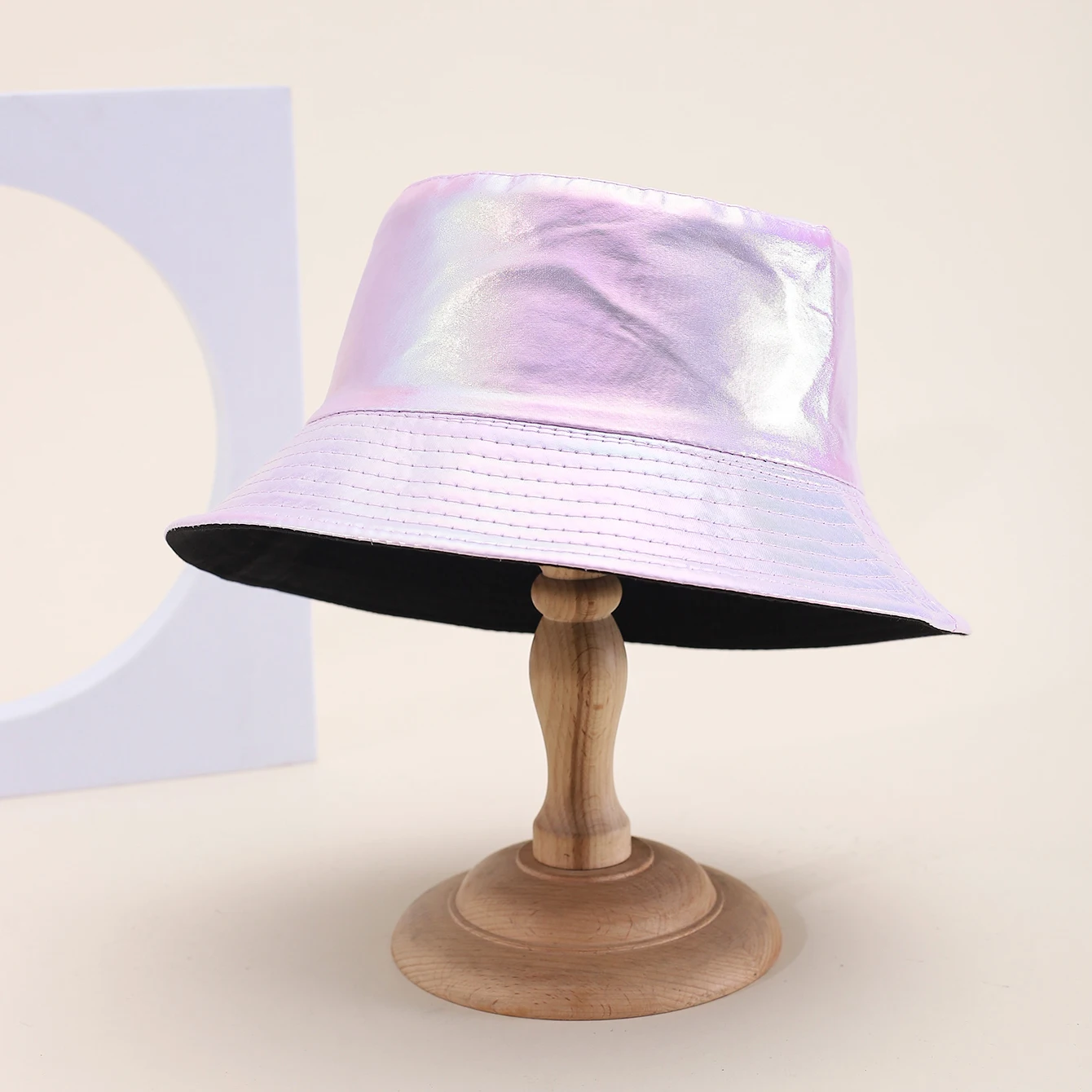 Khan Chao Colorful Fashion Laser Double-Sided Fisherman Hat PU Waterproof Top Hat Outdoor Style Multi-Functional Hat