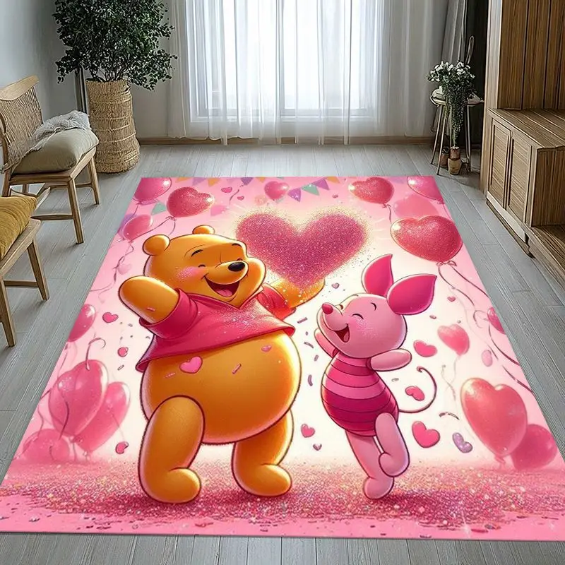 3D Cute W-Winnie Pooh Bear Cartoon Area Rug,Soft Non-Slip Carpet Mat for Living Room Bedroom Playroom,Sofa Floor Rug,Home Decor
