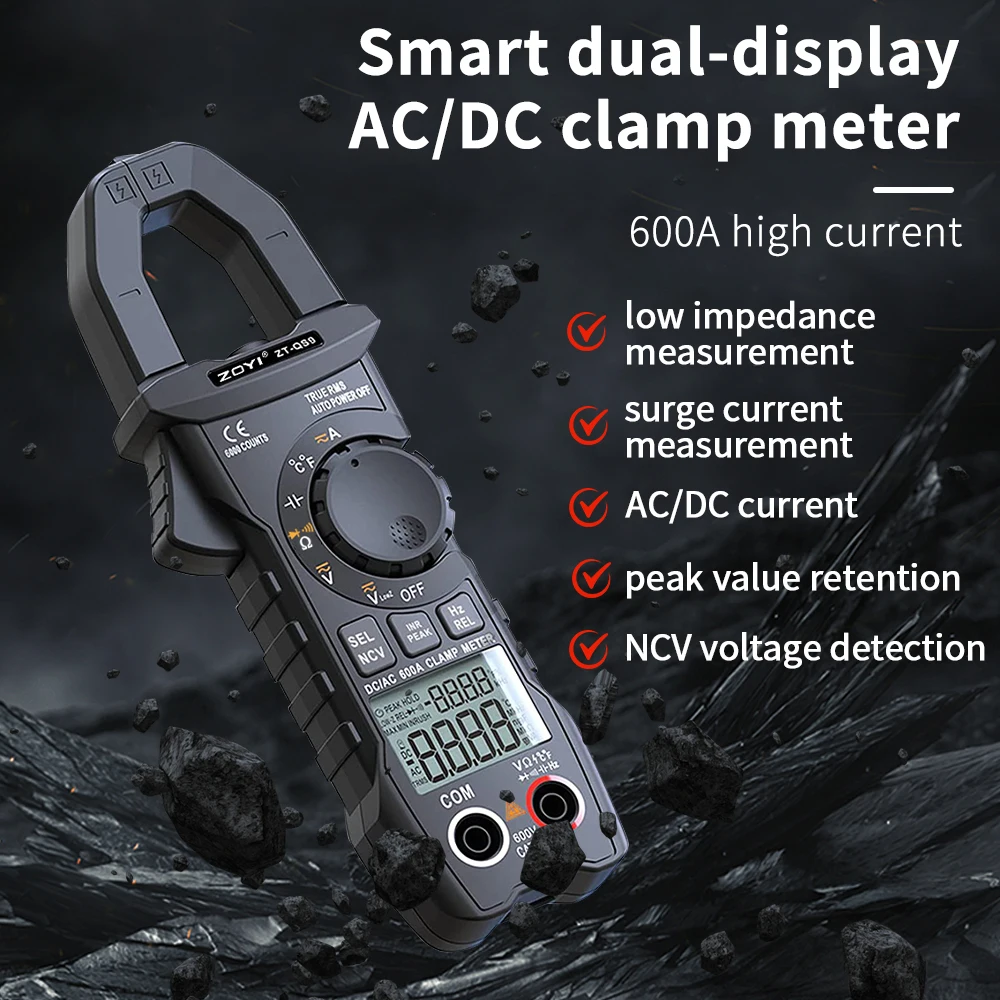 ZOYI ZT-QS9 AC/DC Digital Clamp Meter 600A High Precision Fully Automatic Smart Anti-Burn for Electrician