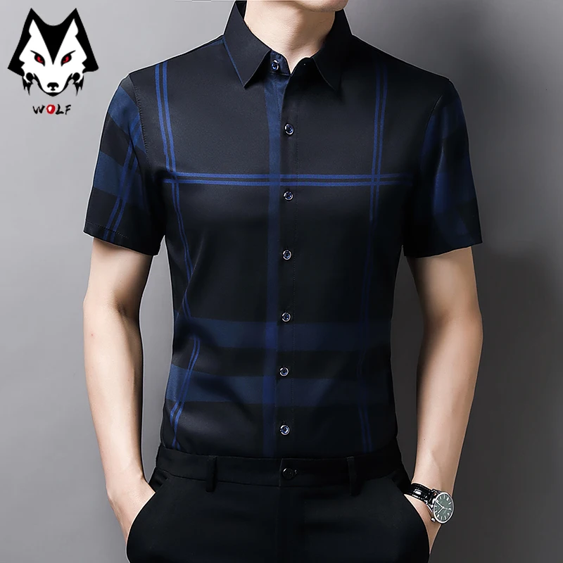 Camisas de manga corta a rayas para hombre, camisas informales ajustadas, Tops de punto, gran oferta, Primavera/Verano, nuevo