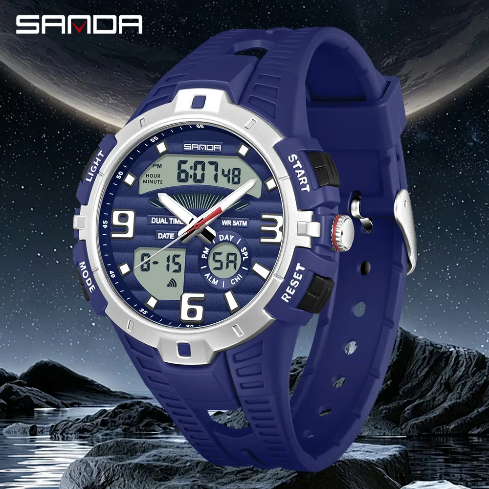 SANDA 3506 Top Class Men's Korean Student Electronic Watch Sports Multi Functional Alarm Clock Waterproof Men's Watches 2026