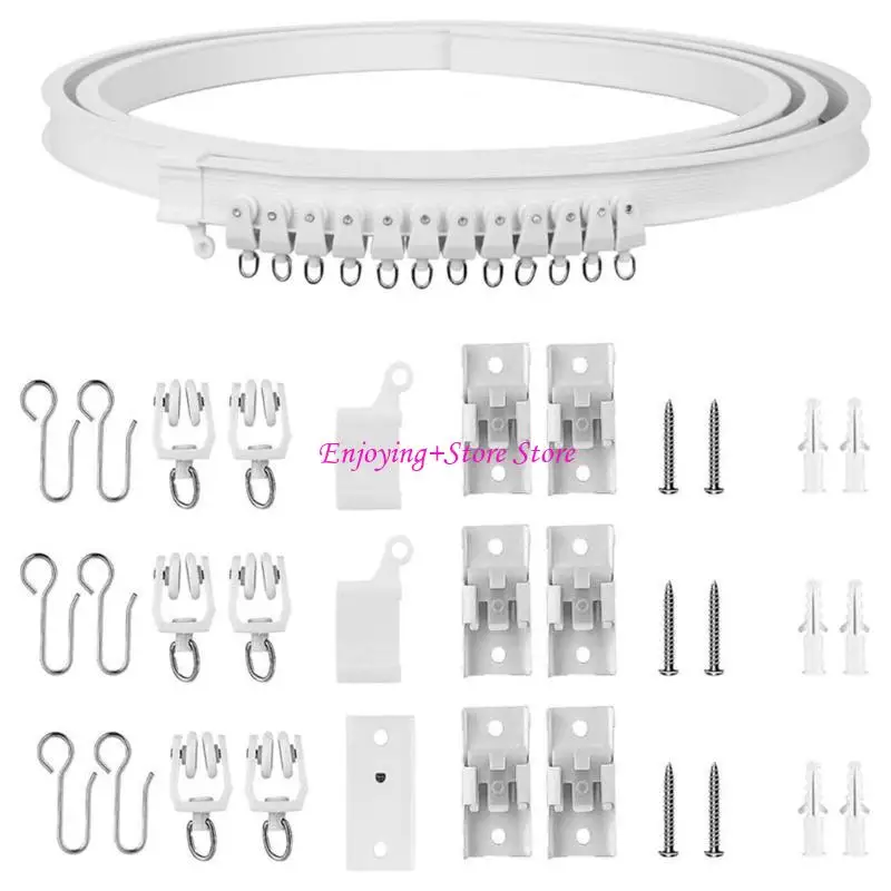 

G6DA Curved Ceiling Curtain Rails 5 Meter Track with Rollers Hook for Room Partition