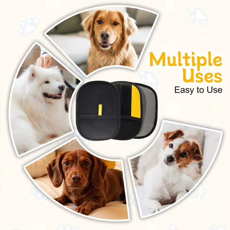 فرشاة إزالة شعر الحيوانات الأليفة، قفازات إزالة شعر القطط، فرشاة إزالة الشعر المتساقط، قفاز للكلاب والقطط، قفاز مزدوج الجوانب لتنظيف شعر الفراء والسجاد