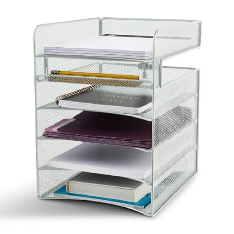 

Onyx Hanging Desktop Organizer with 5 Horizontal Trays, Under-Desk Storage. Fits Tables 1.75" Thick and Under