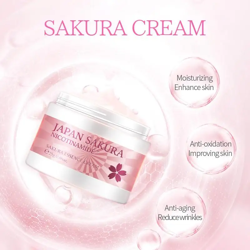 Japan Sakura Essence Cream Hyaluronic Acid Anti-Aging Winkles Serum Moisturizer Cherry Blossoms Whitening Cream Skin Care