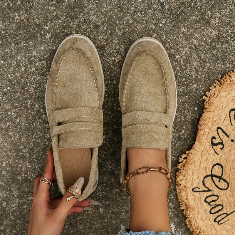 Women\'s Flat Shoes 2024 New Trend Spring Autumn Platform Suede Loafers Shoes Outdoor Casual Ladies Walking Shoes Zapatos Mujer