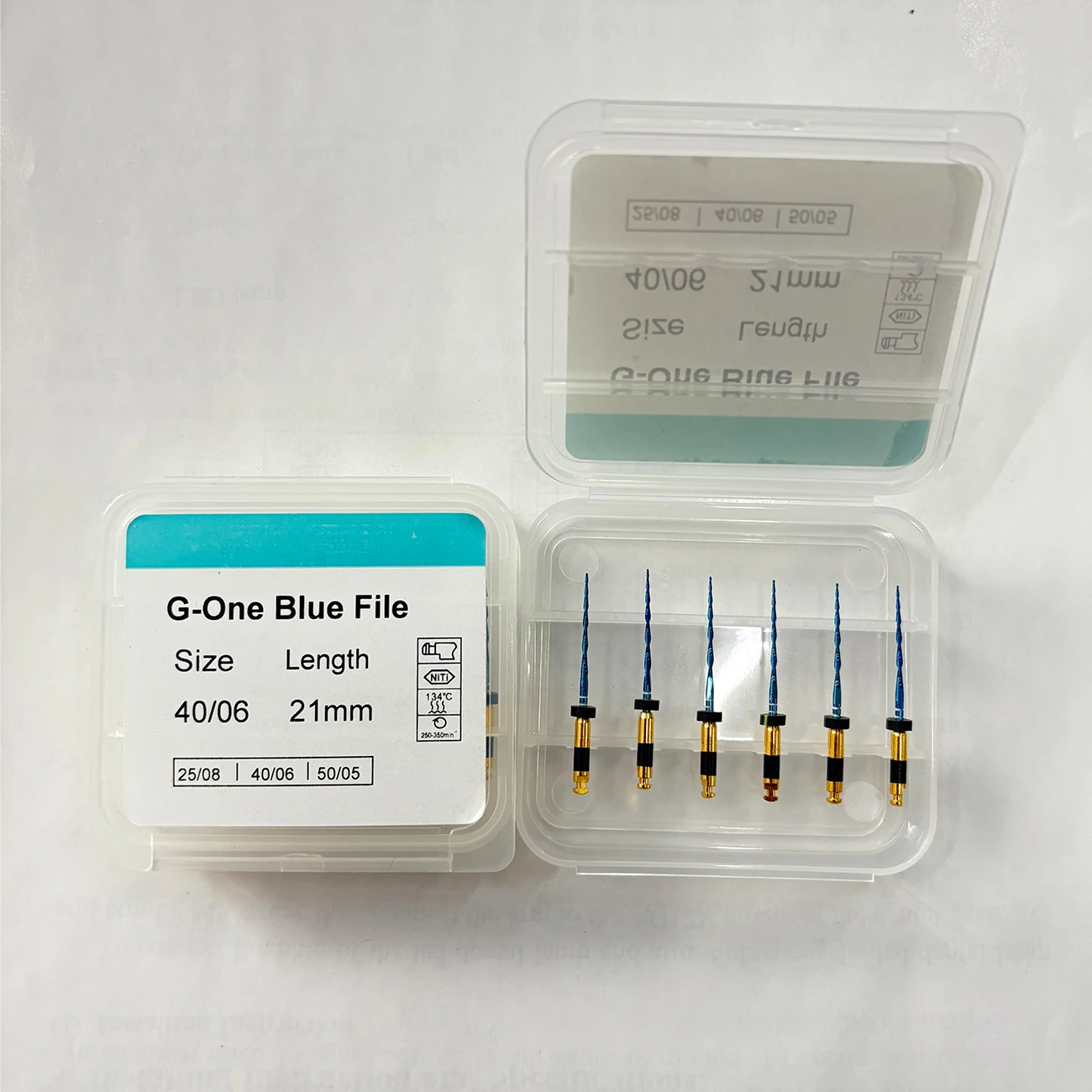 TJDent 6Pcs/Box NITI Dental Reciprocating Blue Heat Files R25-R50 21mm Dentistry Engine Use G-One Files Rotary Root Canal Files